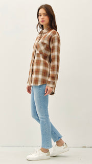 Cotton Plaid Flannel Top