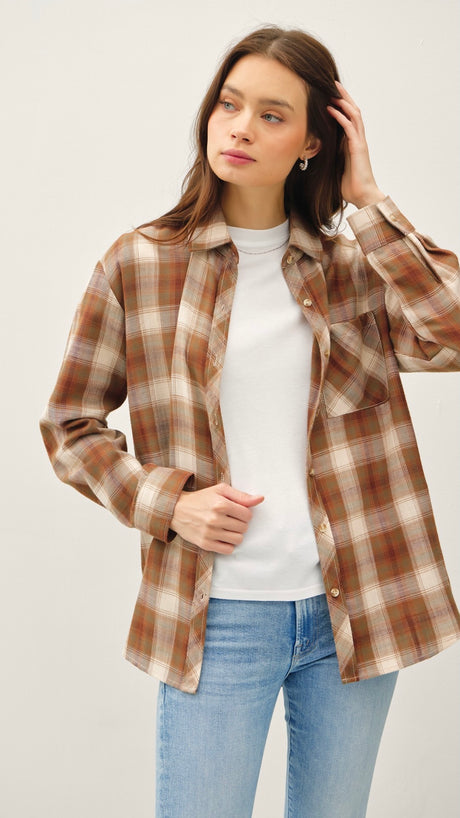 Cotton Plaid Flannel Top