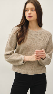 Textured Yoke Bubble Slv Sweater