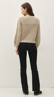 Textured Yoke Bubble Slv Sweater