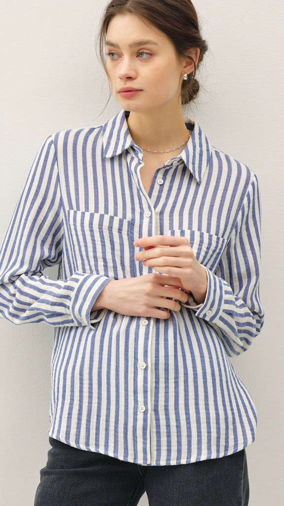 Cotton Gauze Striped Top