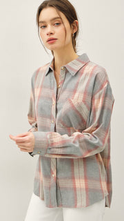 Cotton Plaid Flannel Top