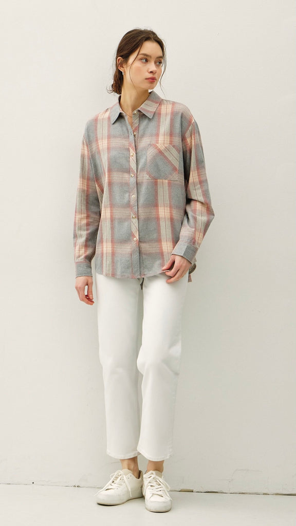 Cotton Plaid Flannel Top