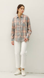 Cotton Plaid Flannel Top