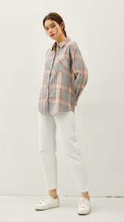 Cotton Plaid Flannel Top