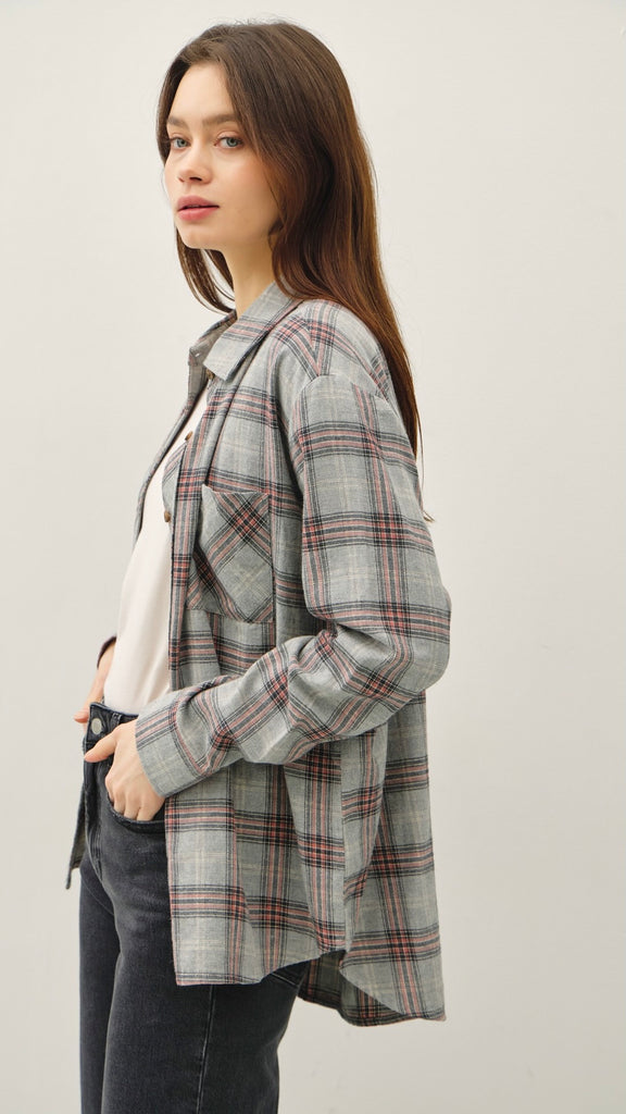 Cotton Plaid Flannel Top
