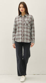 Cotton Plaid Flannel Top