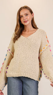 Contrast Rainbow Stitch Sweater