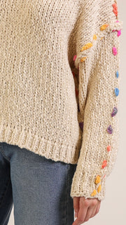Contrast Rainbow Stitch Sweater