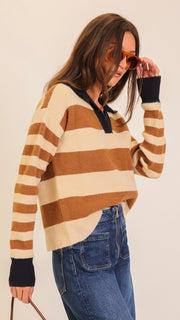 Polo Stripe Sweater w/Collar