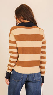 Polo Stripe Sweater w/Collar