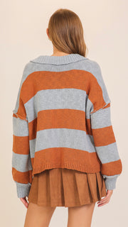 Rugby Stripe Sweater w/Collar