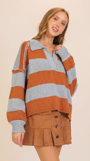 Rugby Stripe Sweater w/Collar