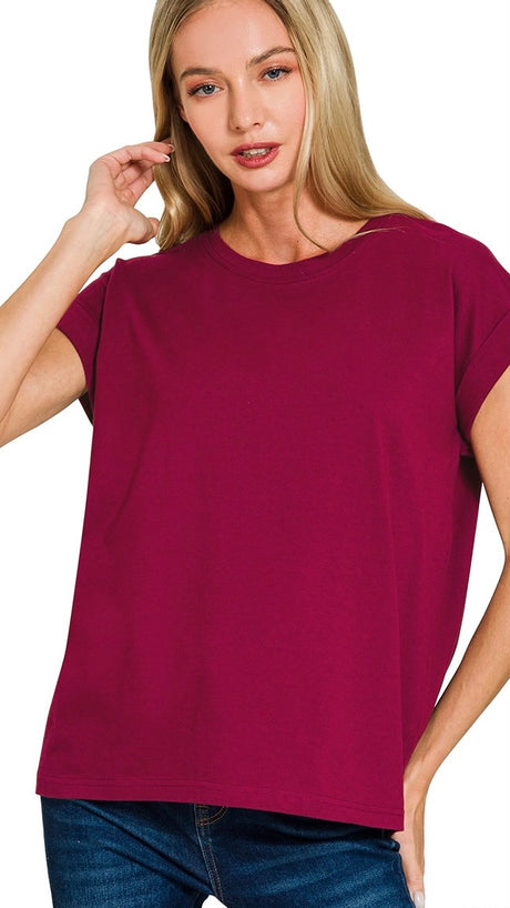 Basic Cuff Short Slv Knit Top