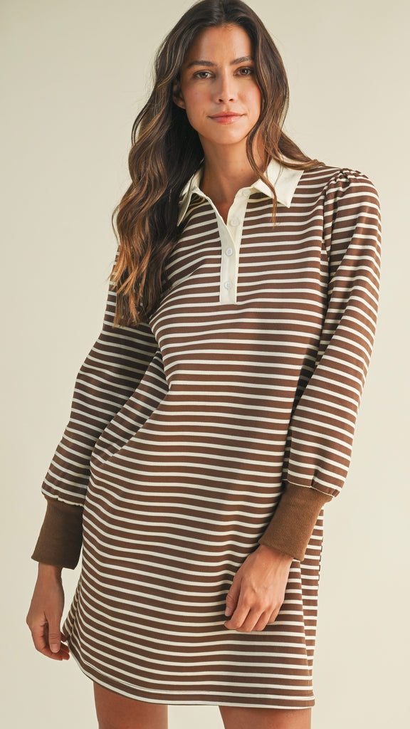 Stripe French Terry Polo Dress