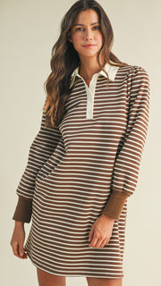 Stripe French Terry Polo Dress