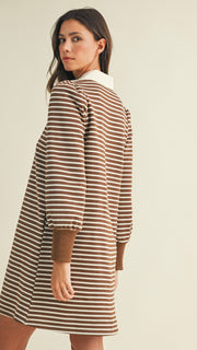 Stripe French Terry Polo Dress