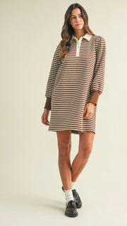 Stripe French Terry Polo Dress