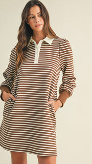Stripe French Terry Polo Dress