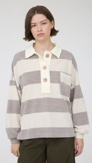 Brushed Knit Stripe Rugby Top
