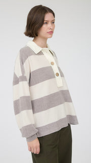 Brushed Knit Stripe Rugby Top