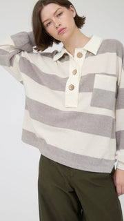 Brushed Knit Stripe Rugby Top