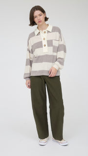 Brushed Knit Stripe Rugby Top