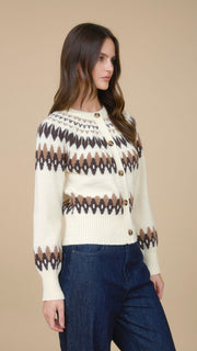 Fair Isle Button Front Cardigan