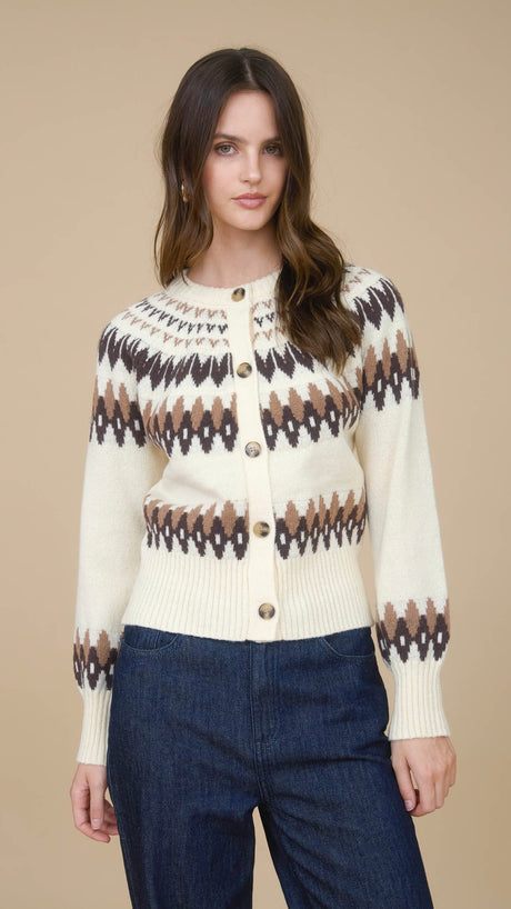 Fair Isle Button Front Cardigan