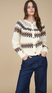 Fair Isle Button Front Cardigan