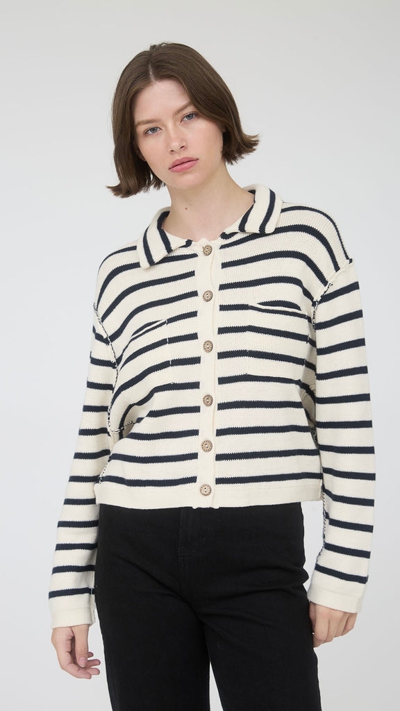Striped Cotton Reverse Seam Sweater