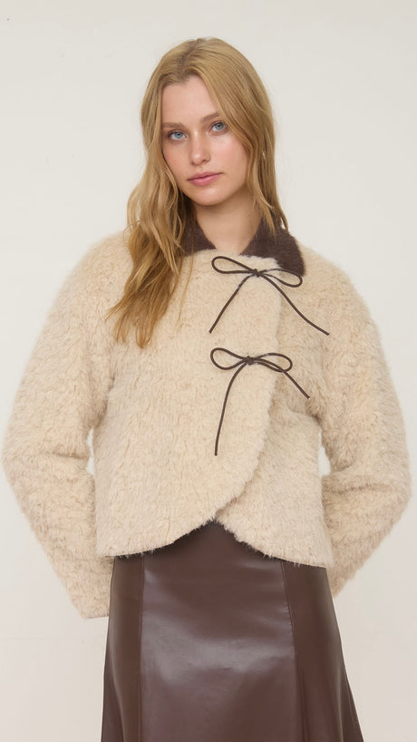 Faux Fur Bow Detail Jacket