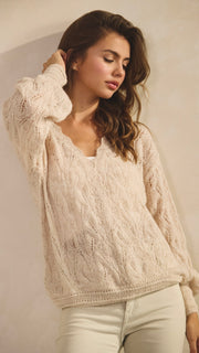 Lace Pattern V-Neck Sweater