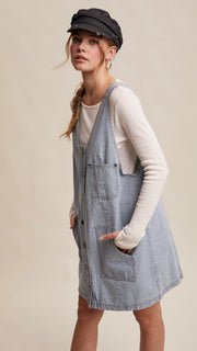Pinstripe Patch Pkt Denim Dress