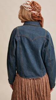 Ruffle Trim Western Denim Jacket