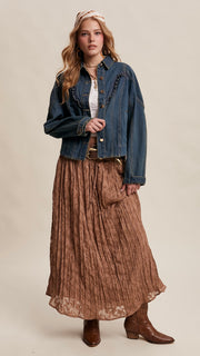 Ruffle Trim Western Denim Jacket