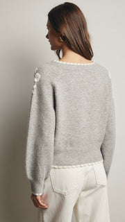 Embroidered Flower V-Neck Sweater