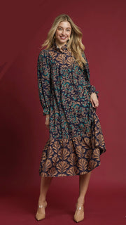 Boho Mixed Floral Midi Dress