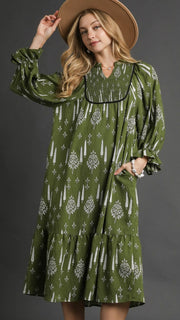 Boho Smocked Bib Midi Dress