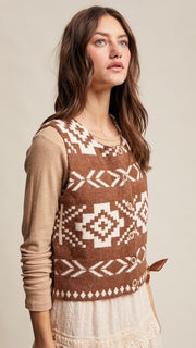 Southwest Button Front Sweater Vest 2