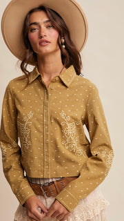 Embroidered Dot Western Cotton Top