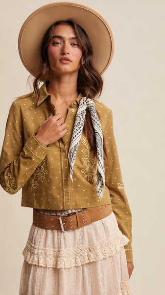 Embroidered Dot Western Cotton Top