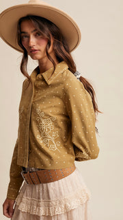 Embroidered Dot Western Cotton Top