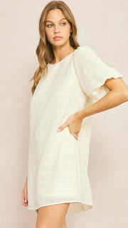 Sequin Grid Bubble Sleeve Dress