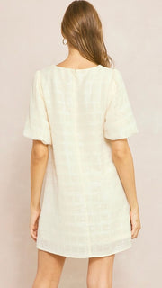 Sequin Grid Bubble Sleeve Dress