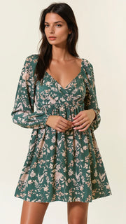 Floral Sweetheart Neck Dress