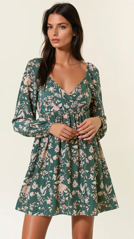 Floral Sweetheart Neck Dress