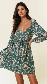 Floral Sweetheart Neck Dress