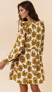 Dot Floral L/Slv Babydoll Dress