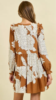 Outline Floral L/Slv Babydoll Dress